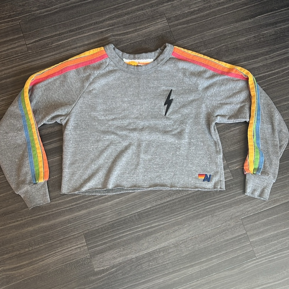 Aviator Nation Bolt Embroidery Classic Cropped Crew Sweatshirt - Picture 3 of 8